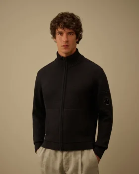 Cardigan compact en coton à fermeture éclair