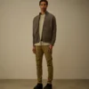 Cardigan zippé en coton mélangé