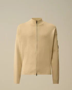 Cardigan zippé en coton Sea Island avec Lens