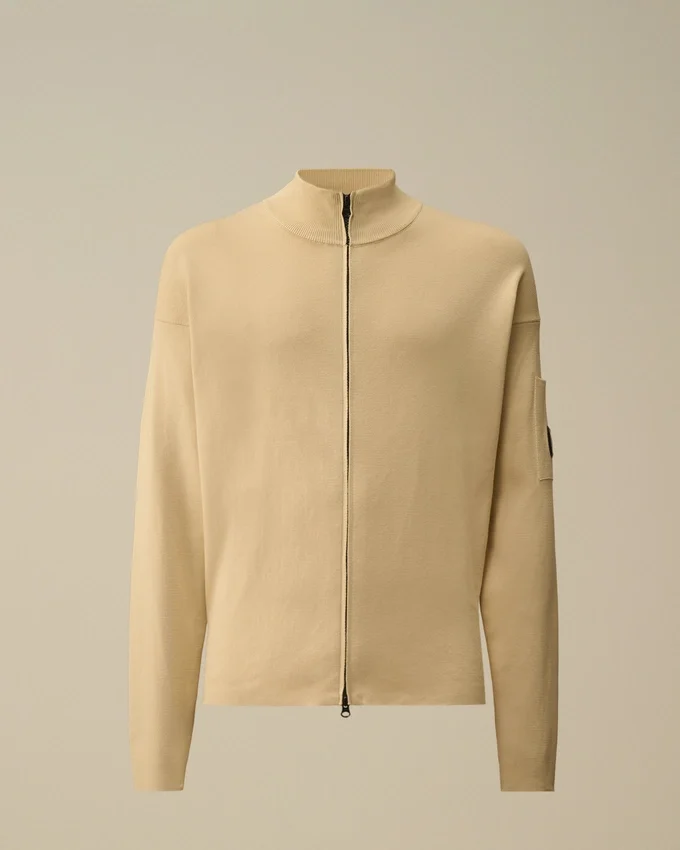 Cardigan zippé en coton Sea Island avec Lens