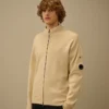 Cardigan zippé en coton Sea Island avec Lens