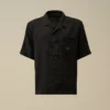 Chemise carrée à manches courtes en lin avec boutons