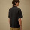 Chemise carrée à manches courtes en lin avec boutons