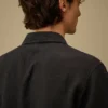 Chemise carrée à manches courtes en lin avec boutons