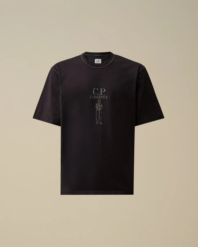 Chemise à manches courtes avec logo en jersey mercerisé 30/2 torsadé