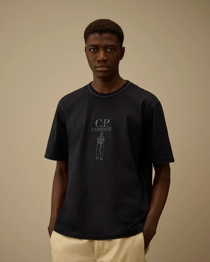 Chemise à manches courtes avec logo en jersey mercerisé 30/2 torsadé