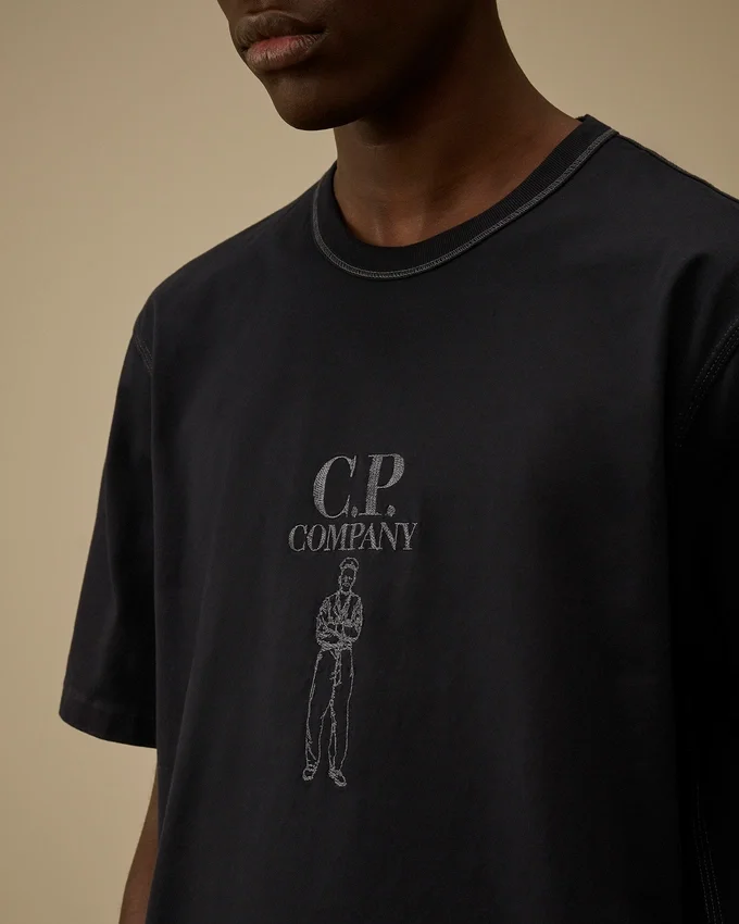 Chemise à manches courtes avec logo en jersey mercerisé 30/2 torsadé