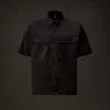 Chemise à manches courtes boutonnée en gabardine de la Metropolis Series