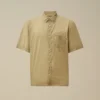 Chemise à manches courtes boutonnée en mussola léger