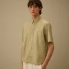 Chemise à manches courtes boutonnée en mussola léger