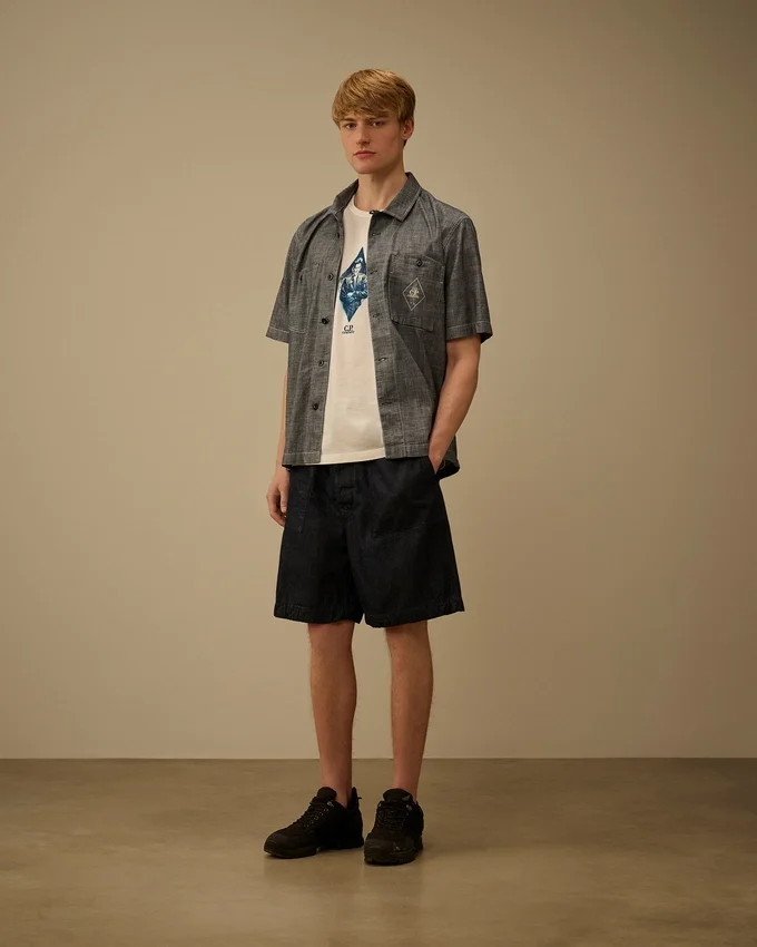Chemise à manches courtes « British Sailor » en jersey compact 20/1