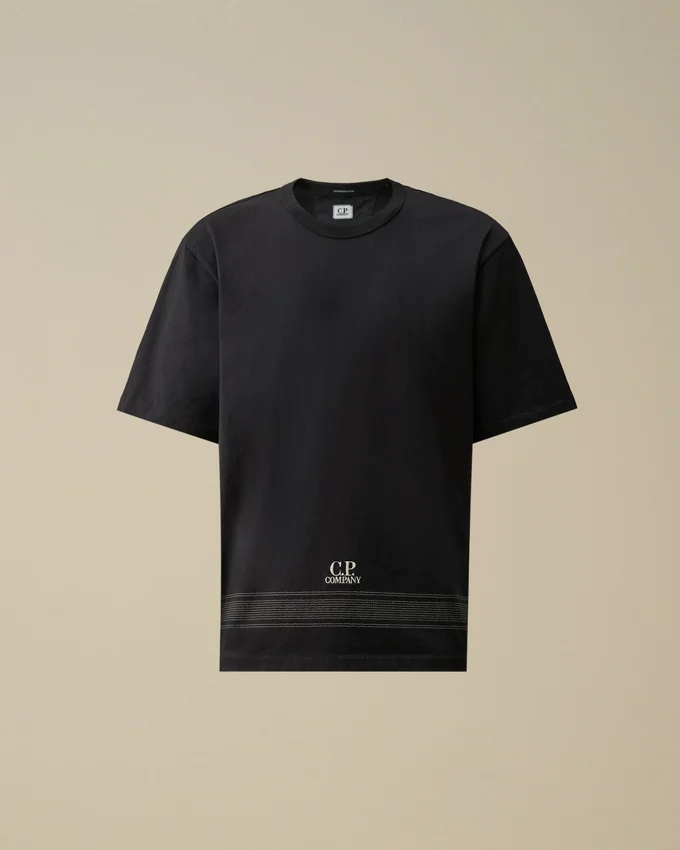 Chemise à manches courtes brodée en jersey mercerisé 30/2 torsadé
