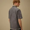Chemise à manches courtes en chambray boutonnée