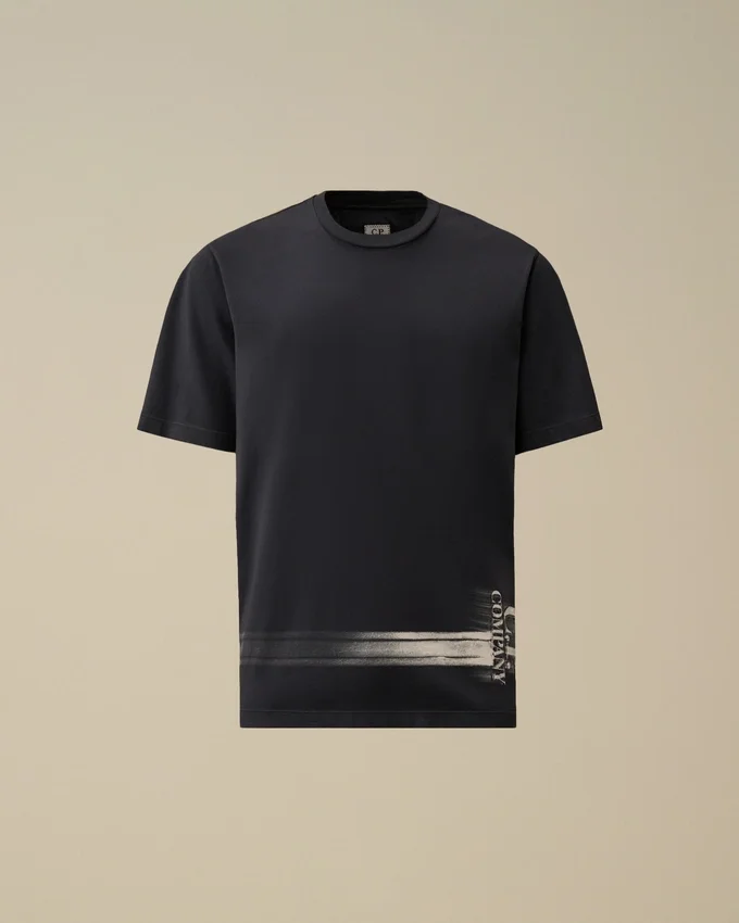 Chemise à manches courtes en jersey 24/1 avec logo sur le bas