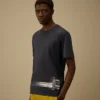 Chemise à manches courtes en jersey 24/1 avec logo sur le bas