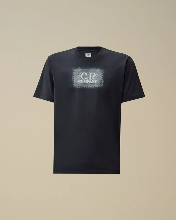 Chemise à manches courtes en jersey 24/1 avec étiquette logo