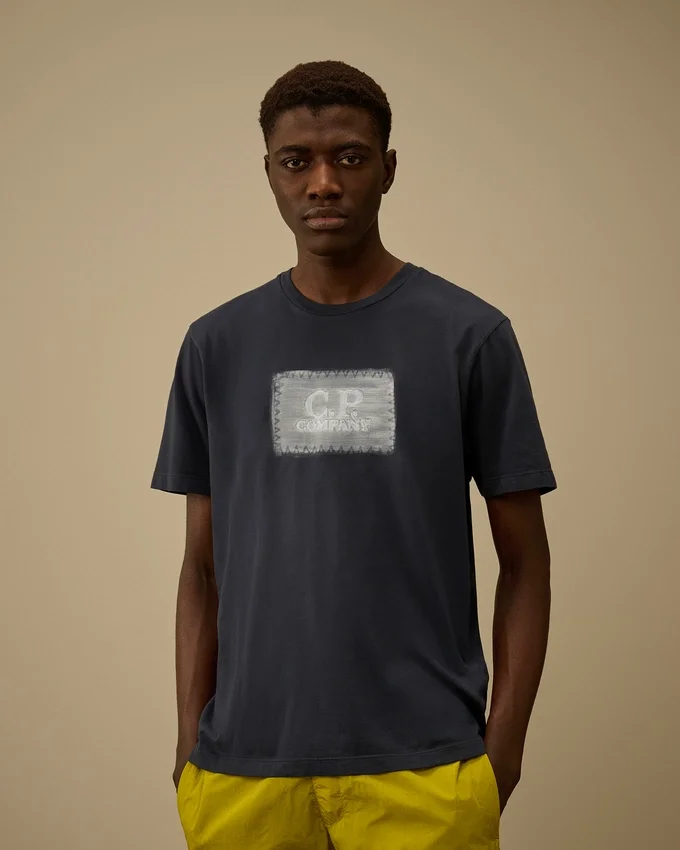 Chemise à manches courtes en jersey 24/1 avec étiquette logo