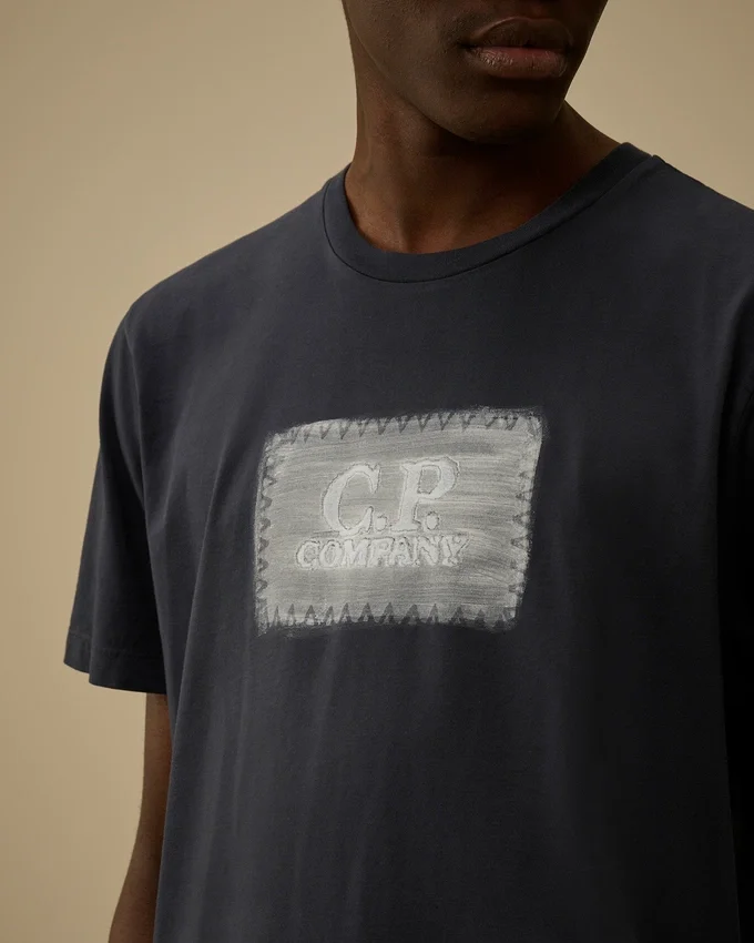 Chemise à manches courtes en jersey 24/1 avec étiquette logo