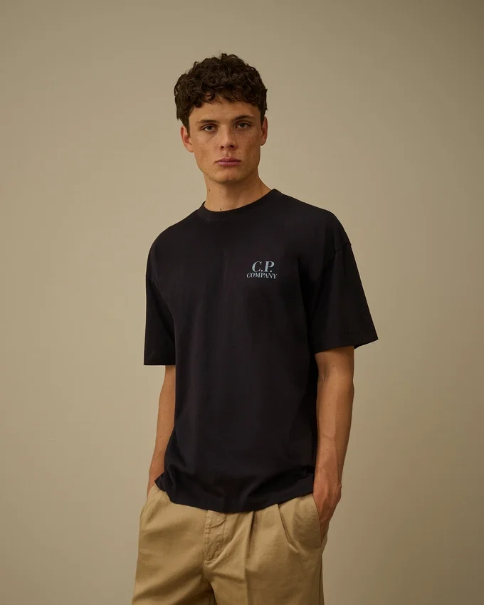 Chemise à manches courtes en jersey 30/1 avec imprimé graphique