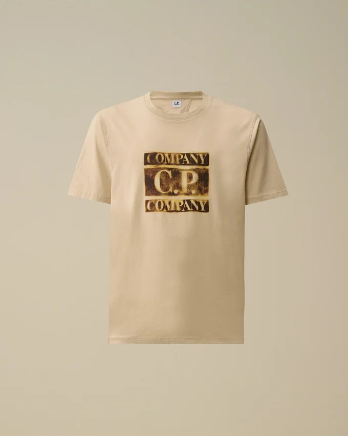 Chemise à manches courtes en jersey 30/1 avec logo délavé