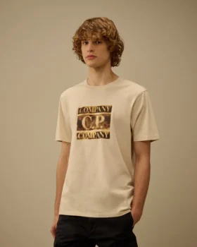 Chemise à manches courtes en jersey 30/1 avec logo délavé