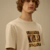 Chemise à manches courtes en jersey 30/1 avec logo délavé
