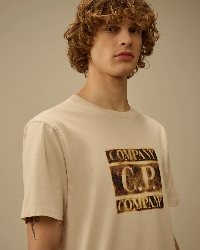 Chemise à manches courtes en jersey 30/1 avec logo délavé