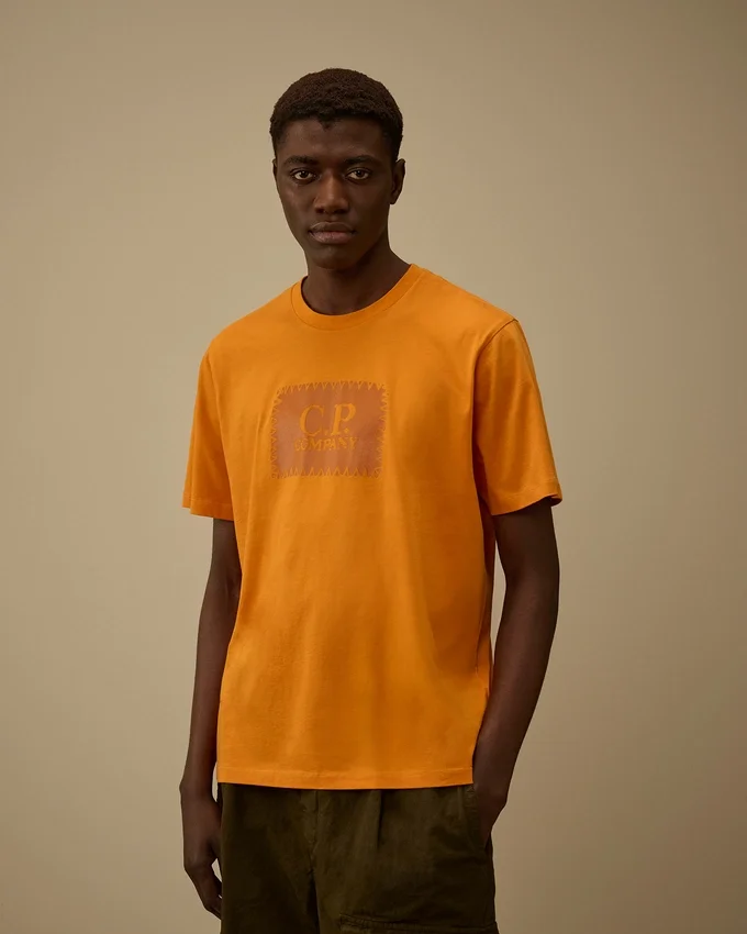 Chemise à manches courtes en jersey 30/1 avec étiquette logo