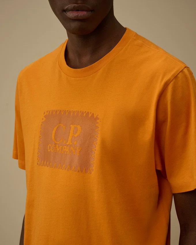 Chemise à manches courtes en jersey 30/1 avec étiquette logo