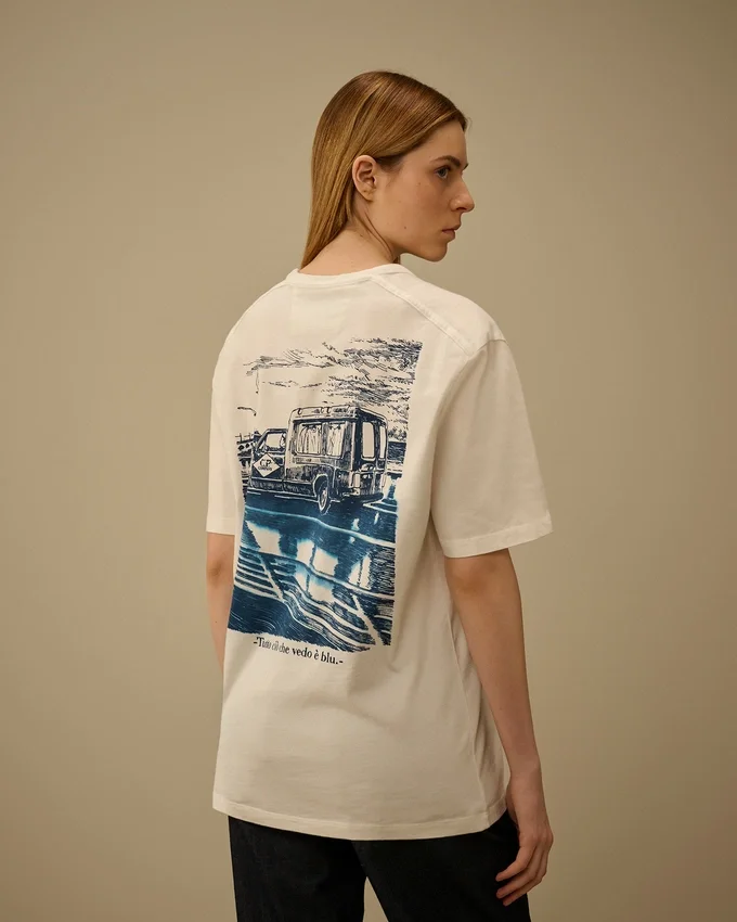 Chemise à manches courtes en jersey compact 20/1 avec logo