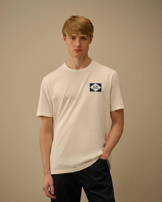 Chemise à manches courtes en jersey compact 20/1 avec logo
