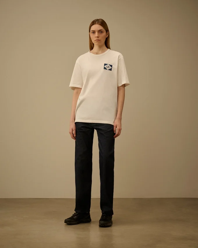Chemise à manches courtes en jersey compact 20/1 avec logo