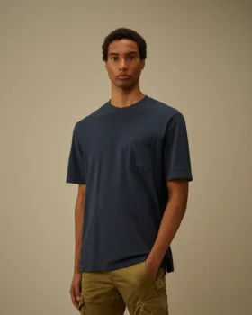Chemise à manches courtes en piqué 24/1 teint dans la masse