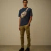 Chemise à manches courtes en piqué 24/1 teint dans la masse