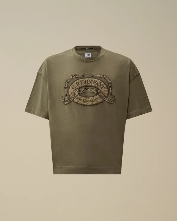 Chemise à manches courtes et coupe carrée avec logo, en jersey 20/1