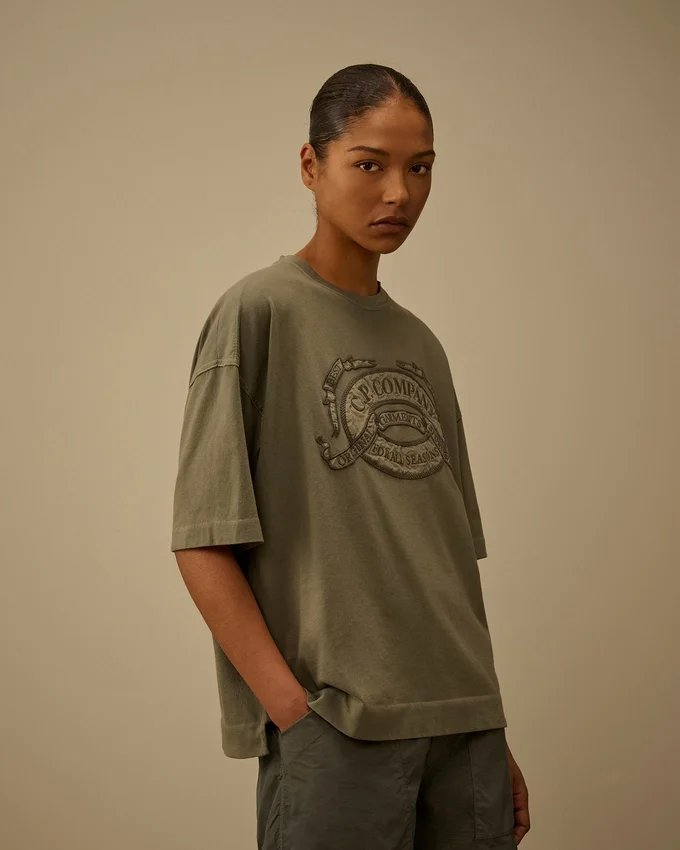 Chemise à manches courtes et coupe carrée avec logo, en jersey 20/1