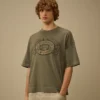 Chemise à manches courtes et coupe carrée avec logo, en jersey 20/1