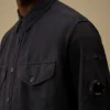 Chemise à manches longues boutonnée en coton et lin
