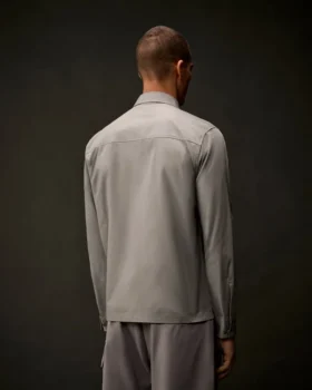 Chemise à manches longues boutonnée en gabardine de la Metropolis Series