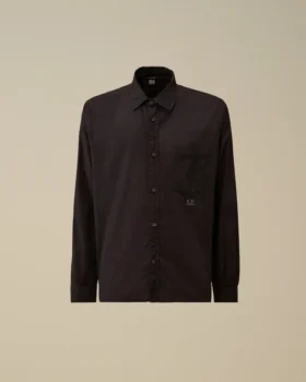 Chemise à manches longues boutonnée en mussola léger