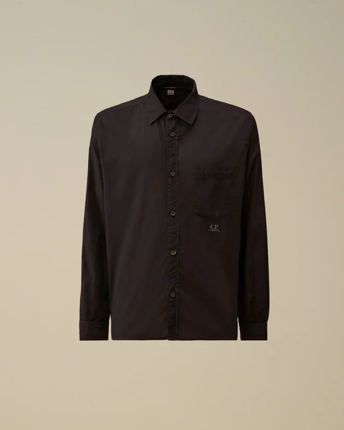 Chemise à manches longues boutonnée en mussola léger
