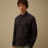 Chemise à manches longues boutonnée en mussola léger