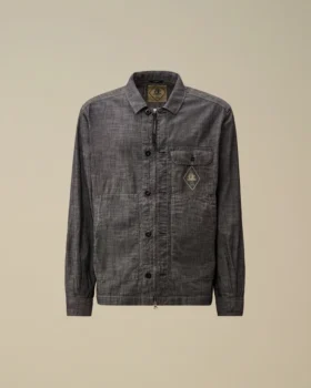 Chemise à manches longues en chambray avec fermeture éclair