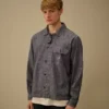 Chemise à manches longues en chambray avec fermeture éclair