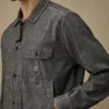 Chemise à manches longues en chambray avec fermeture éclair
