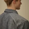 Chemise à manches longues en chambray avec fermeture éclair