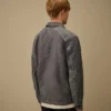 Chemise à manches longues en chambray avec fermeture éclair