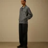 Chemise à manches longues en chambray avec fermeture éclair
