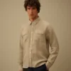 Chemise à manches longues en lin avec boutons