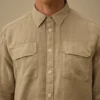 Chemise à manches longues en lin avec boutons